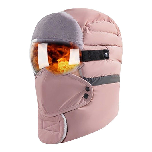 Trapper Hat,Winter Goggles,Men Women Windproof Full Cover With Glasses Mask,Winter Thermal Thick Ski Cap Camping Hunting,Winter Windproof Mask For Cycling Cold-Proof Plus Hood Cycling Warm Weapon Hat