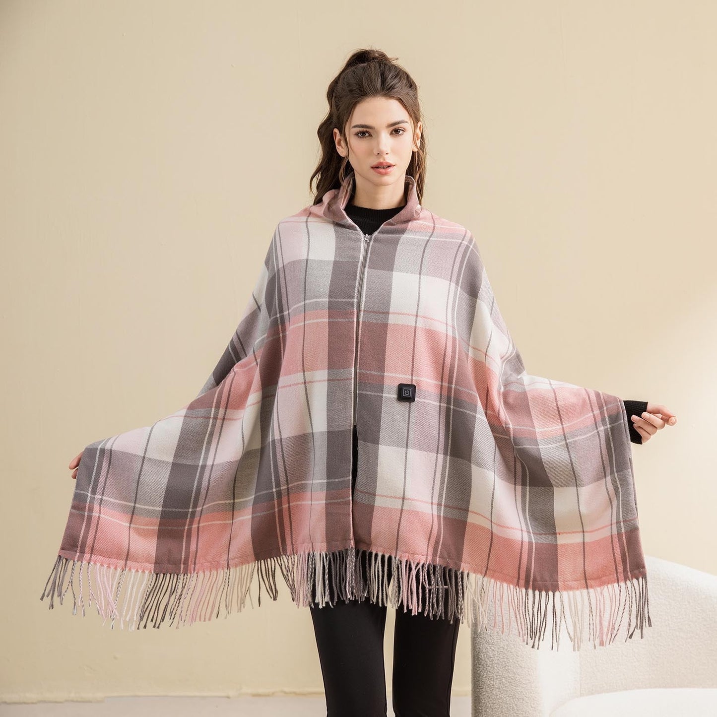 USB Heated Blanket Shawl, USB Heated Blanket Electric Throw, Portable Heated Blanket, Heating Zones Cordless Zip Heated Throw Blanket for Women, Outdoor
