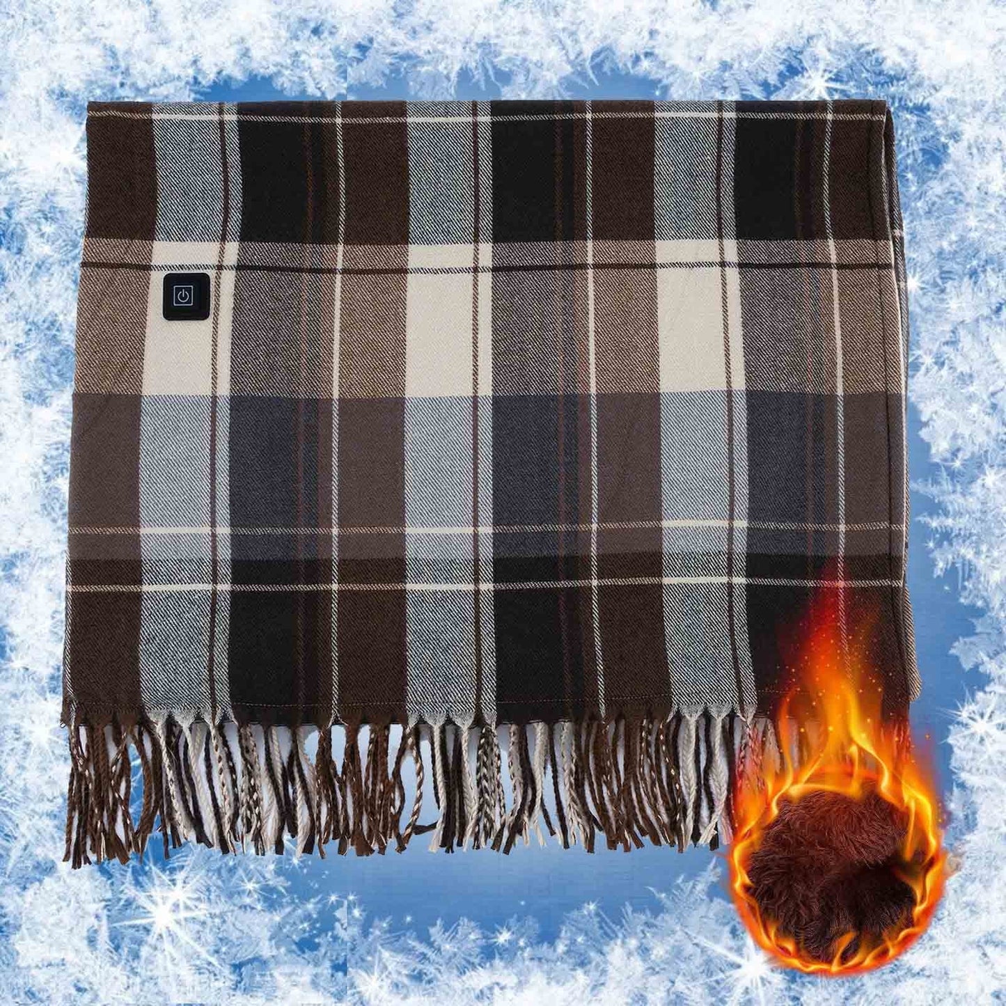 USB Heated Blanket Shawl, USB Heated Blanket Electric Throw, Portable Heated Blanket, Heating Zones Cordless Zip Heated Throw Blanket for Women, Outdoor