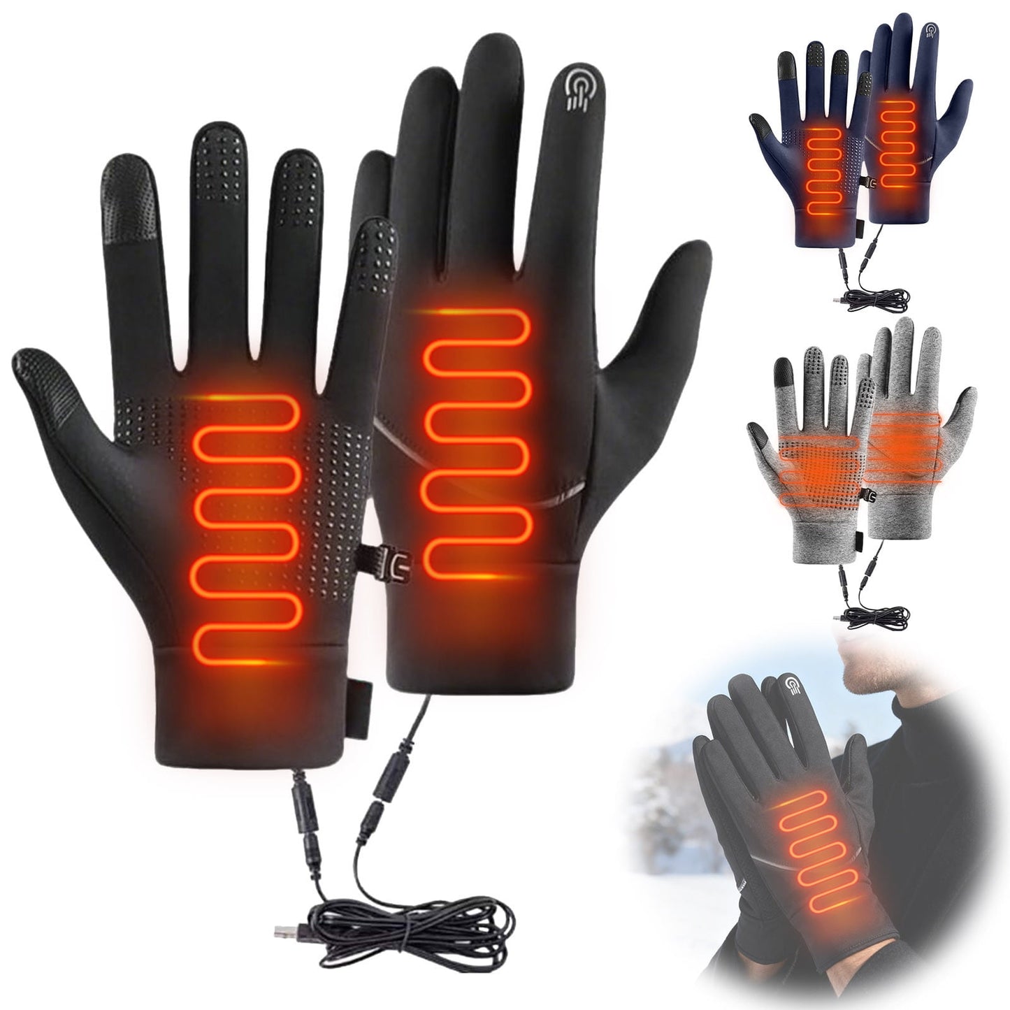 Usb Heated Gloves For Men And Women, Waterproof Touchscreen Winter Heating Gloves,Mittens Touchscreen Waterproof Usb Winter For Driving, Cycling, Skiing & Outdoor Activities