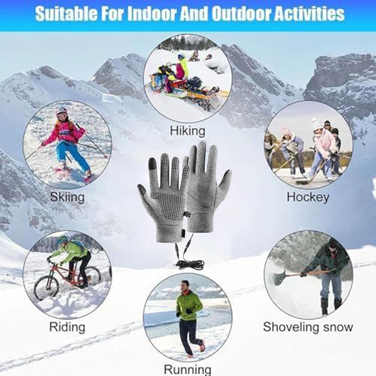 Usb Heated Gloves For Men And Women, Waterproof Touchscreen Winter Heating Gloves,Mittens Touchscreen Waterproof Usb Winter For Driving, Cycling, Skiing & Outdoor Activities