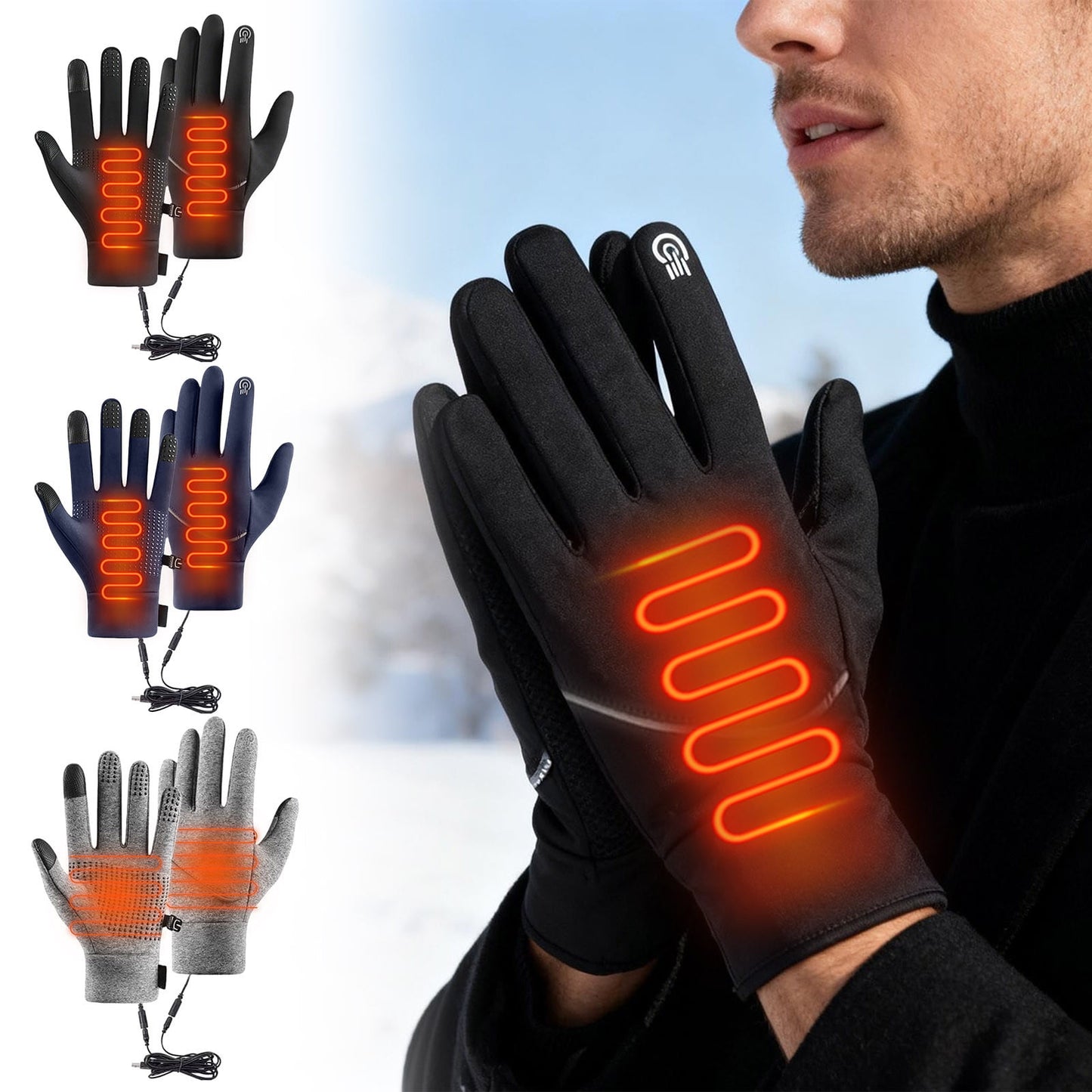 Usb Heated Gloves For Men And Women, Waterproof Touchscreen Winter Heating Gloves,Mittens Touchscreen Waterproof Usb Winter For Driving, Cycling, Skiing & Outdoor Activities