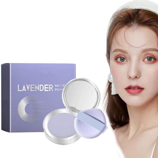 ADruer Chillab Lavender Matte Powder, Purple Cotton Tone Control Pact, Chillab Mineral Setting Powder for Silky Blurring Oil Control Long-Lasting Makeup (3pc)