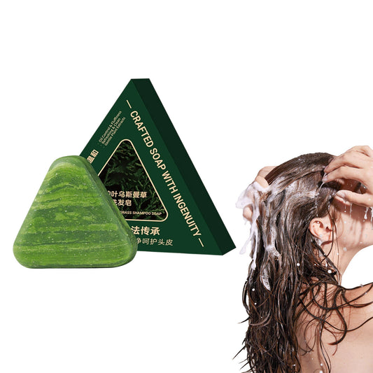 Nature Triangle Shampoo Bar 2025, Nature Seven Green Soap Shampoo,Grass Shampoo Bar, Calming & Strengthens Hair for Women and Mens