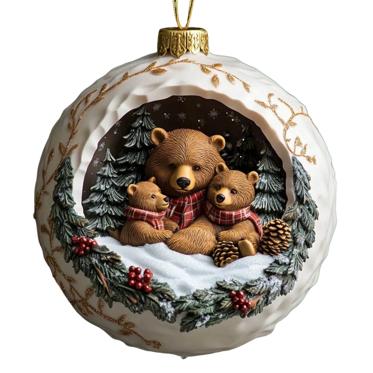 Warm Bear Family Christmas Ornament-Christmas Scene Pendant,Adorable Hanging Decor,Christmas Tree Pendant Decoration,Heartwarming Accent For Tree,Mantel & Home Indoor Holiday Displays,Christmas Gifts