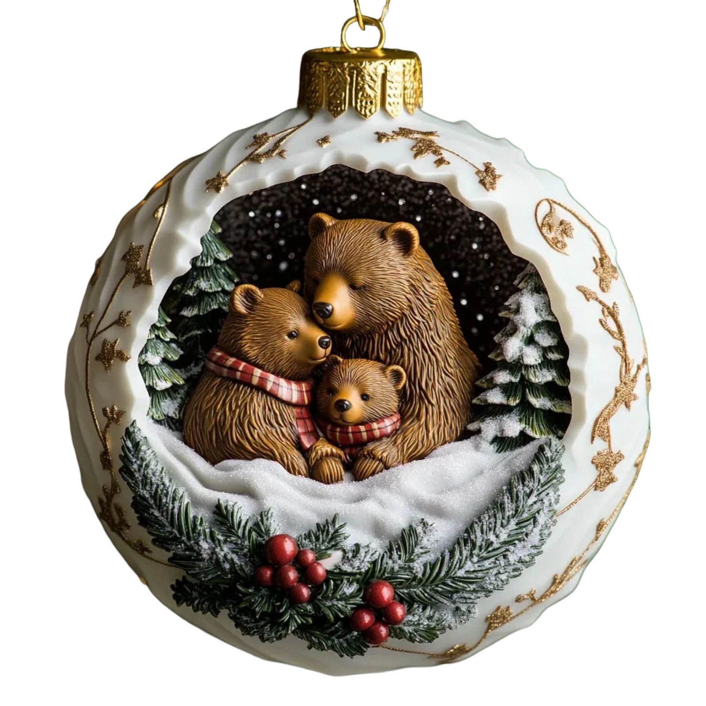 Warm Bear Family Christmas Ornament-Christmas Scene Pendant,Adorable Hanging Decor,Christmas Tree Pendant Decoration,Heartwarming Accent For Tree,Mantel & Home Indoor Holiday Displays,Christmas Gifts