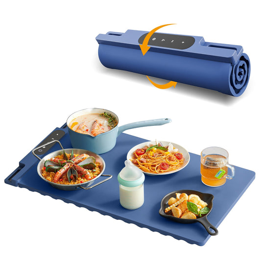 Warming Mat For Food,Food Warmer Mat,Plateful Food Warming Mats For Countertop,Warming Tray,Silicone Electric Warming Tray Timer,Foldable Portable Food Warmer Mat For Buffets,Parties,Kitchen,Family