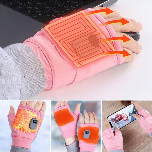 Waterproof Portable Heated Gloves,Hand Warmers Rechargeable,Rechargeable Fingerless Heated Gloves For Men And Women, Usb-Powered Portable Hand Warmers For Indoor & Outdoor Use