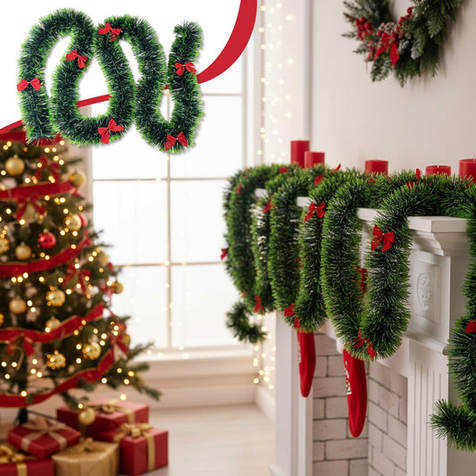 Xmas Garland,Christmas Garland For Door Frame,Winter Garland,Christmas Decoration Wool Strip Dark Green White Colour Bar Christmas Wedding Celebration Holiday Decoration Color Strip Snowflake Edges