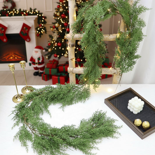 Xmas Garland,Christmas Garland For Door Frame,Winter Garland,Christmas Pines Needle Wreath With Green Artificial Christmas Wreath Winter Fireplace Tabletop Porch Decor Holiday Wreath Green Cedar