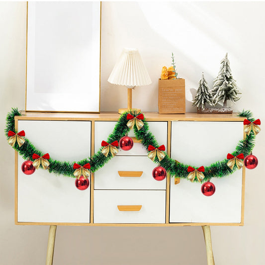 Xmas Garland,Christmas Garland For Door Frame,Winter Garland,Christmas Tree Pendant With Drawstring Floral Ribbon 2 Meters Long With Pompoms Suitable For Christmas Trees And Window Decorations