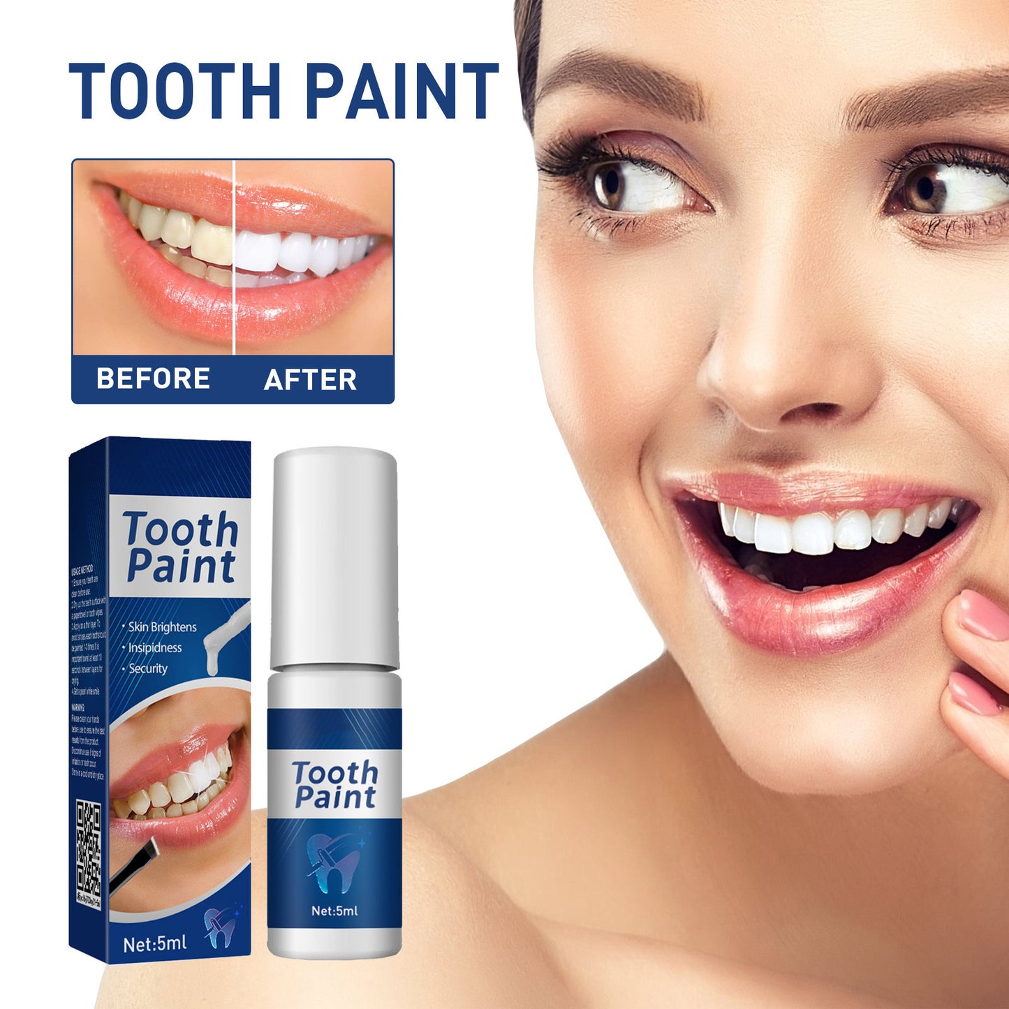 Banzch Tooth Brightening Paint, Instant White Teeth Paint 5ml, Extra Strong Formula for Stain and Plaque Removal, Brightening Oral Care for Sensitive Teeth