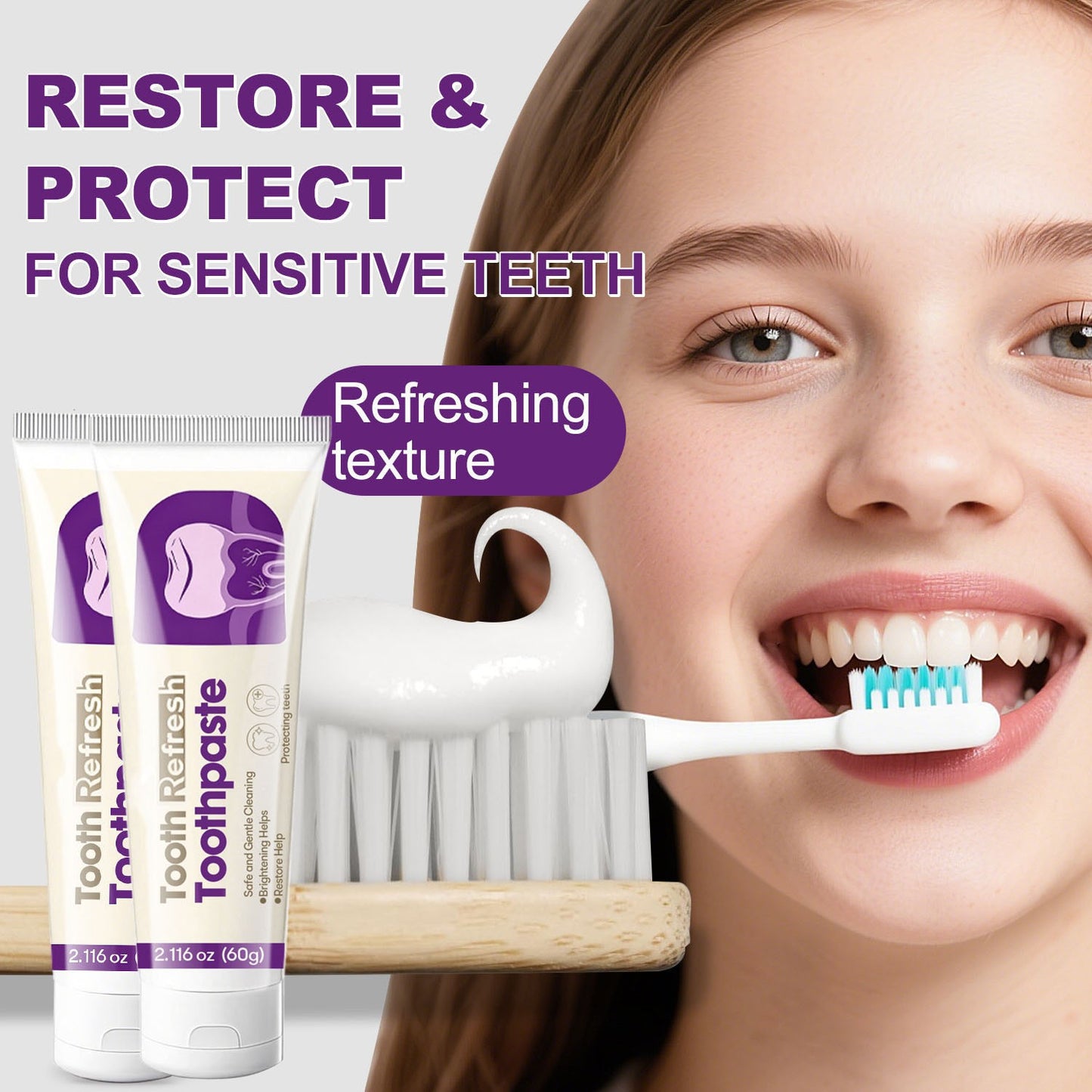 Nature Tooth Refresh Toothpaste,Fresh Breath Formula,Natural Oral Care & Enamel Repair, Helps Remove Coffee, Tea & Wine Stains, Fresh Minty Gel,2 Pack