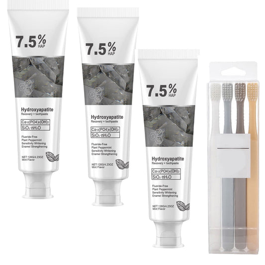 7.5% Hidroxiapatita Toothpaste Upgraded,Hydroxyapatite Toothpastes,White Tooth Repair Hydroxyapatite For Enamel Protection And Tooth Strengthening, Whitening Toothpaste,Gentle Mint,3PC+Toothbrush