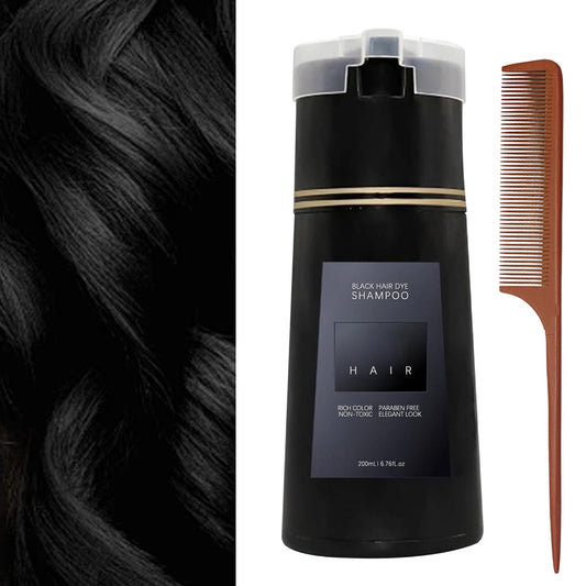 Banzch Hair Dye Shampoo,Hair Instant Dye Shampoo Black Hair Dye Shampoo,Natural Plant Hair Dye Shampoo,Hair Color for Gray Hair Coverage,Long Lasting Hair Color Shampoo for Men & Women£¬Black+Comb